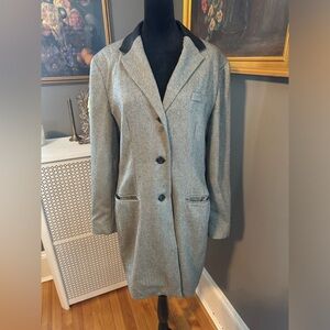 Lauren Ralph Lauren Blazer Jacket Tweed Leather Y2K 90s classic black grey sz 14